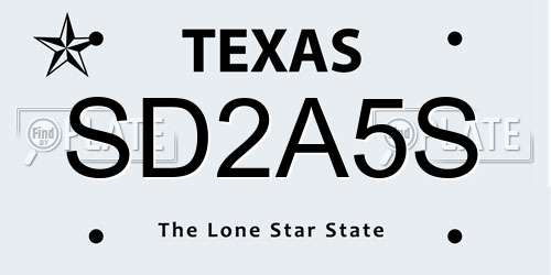 SD2A5S Texas License Plate