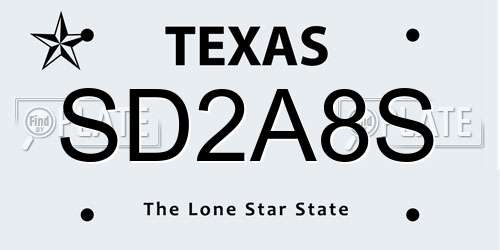 SD2A8S Texas License Plate