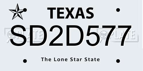 SD2D577 Texas License Plate