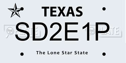 SD2E1P Texas License Plate