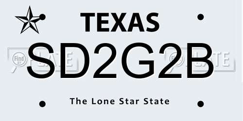 SD2G2B Texas License Plate