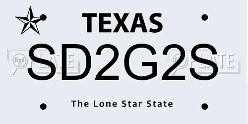 SD2G2S Texas License Plate