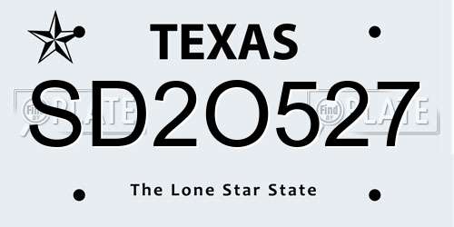SD2O527 Texas License Plate