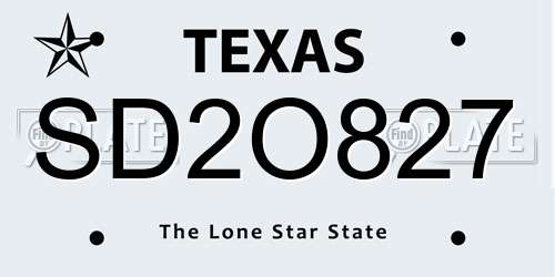 SD2O827 Texas License Plate