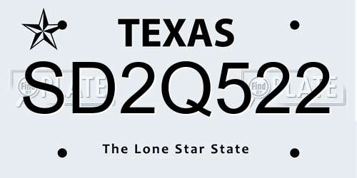 SD2Q522 Texas License Plate