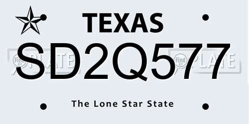 SD2Q577 Texas License Plate