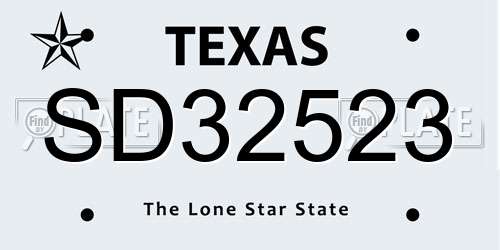 SD32523 Texas License Plate