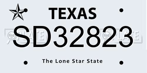 SD32823 Texas License Plate