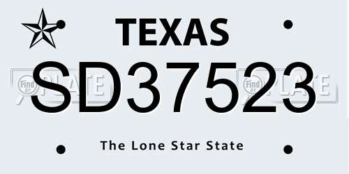 SD37523 Texas License Plate