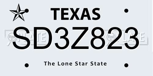 SD3Z823 Texas License Plate