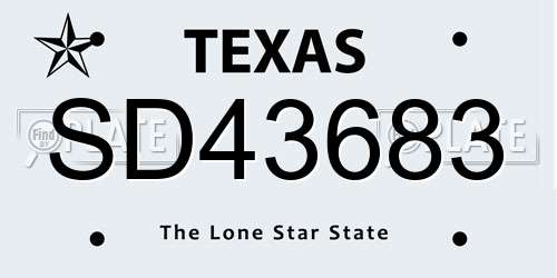 SD43683 Texas License Plate