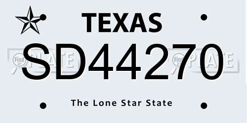 SD44270 Texas License Plate