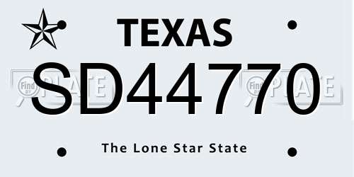 SD44770 Texas License Plate