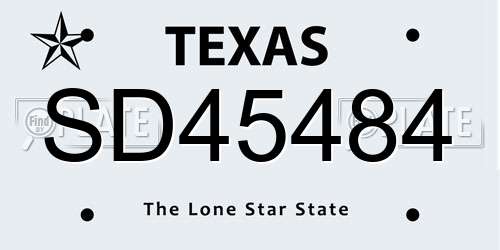 SD45484 Texas License Plate