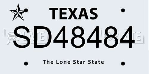SD48484 Texas License Plate