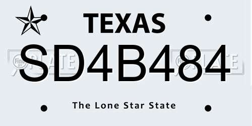 SD4B484 Texas License Plate