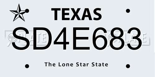 SD4E683 Texas License Plate