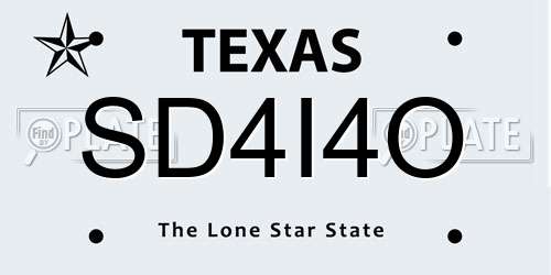 SD4I4O Texas License Plate