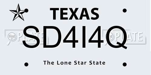 SD4I4Q Texas License Plate