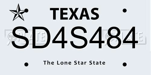 SD4S484 Texas License Plate