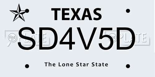 SD4V5D Texas License Plate