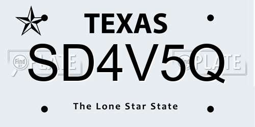 SD4V5Q Texas License Plate