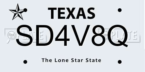 SD4V8Q Texas License Plate