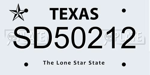 SD50212 Texas License Plate