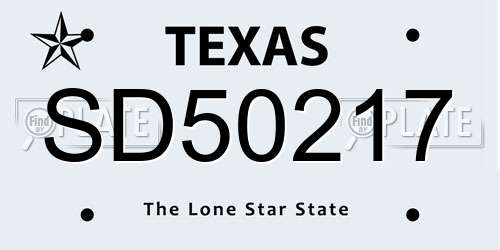 SD50217 Texas License Plate