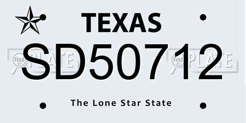 SD50712 Texas License Plate