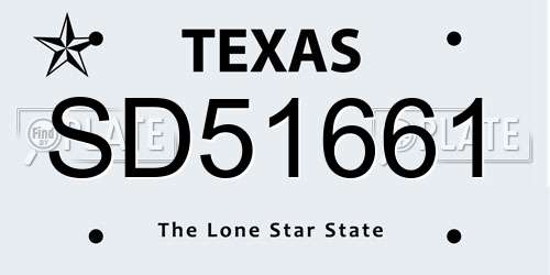 SD51661 Texas License Plate