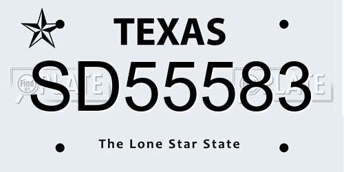 SD55583 Texas License Plate
