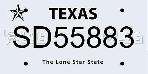 SD55883 Texas License Plate