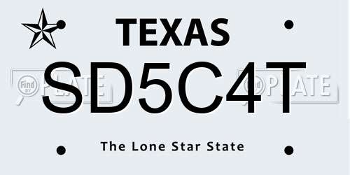 SD5C4T Texas License Plate
