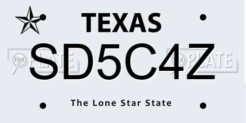 SD5C4Z Texas License Plate
