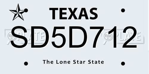SD5D712 Texas License Plate