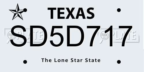 SD5D717 Texas License Plate
