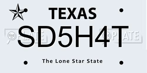 SD5H4T Texas License Plate