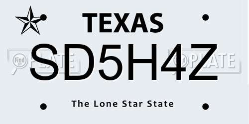 SD5H4Z Texas License Plate