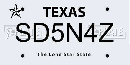 SD5N4Z Texas License Plate