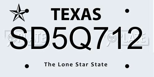 SD5Q712 Texas License Plate