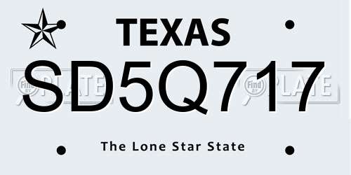SD5Q717 Texas License Plate