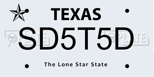 SD5T5D Texas License Plate