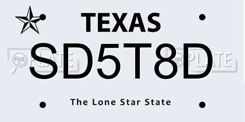 SD5T8D Texas License Plate