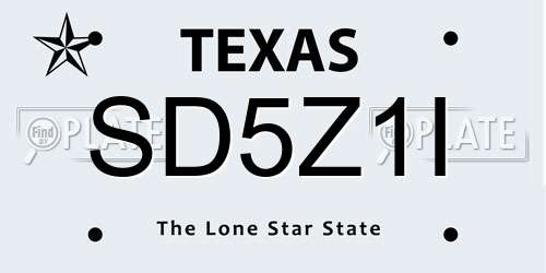 SD5Z1I Texas License Plate