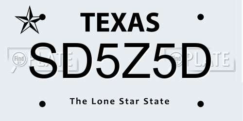 SD5Z5D Texas License Plate