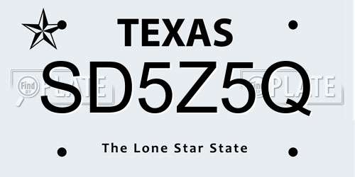 SD5Z5Q Texas License Plate