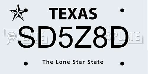 SD5Z8D Texas License Plate