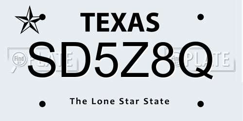 SD5Z8Q Texas License Plate