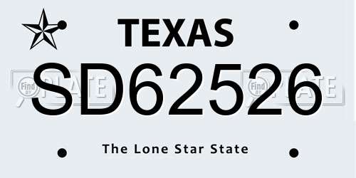 SD62526 Texas License Plate
